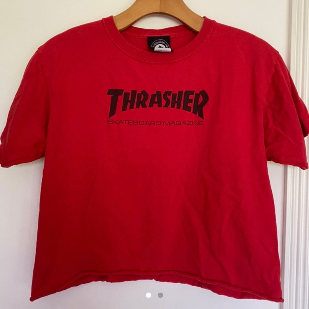 Red Thrasher hand cut crop top!